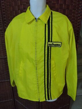 Vintage Tree Farmer Jacket Windbreaker 80s Farming Yellow L-XL